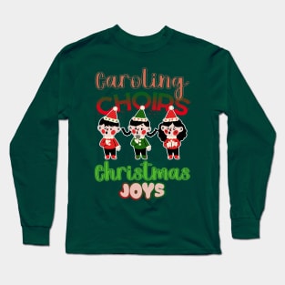 Caroling Choirs, Christmas Joys: Festive Ensembles, Melodic Hues, red, green and white Long Sleeve T-Shirt